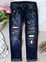 Jean stretch déchiré à ourlet brut effiloché et usé