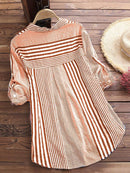 Women’s Casual Striped 3/4 Sleeve Button-Down Blouse