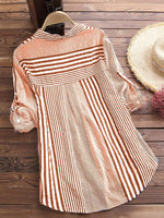 Women’s Casual Striped 3/4 Sleeve Button-Down Blouse