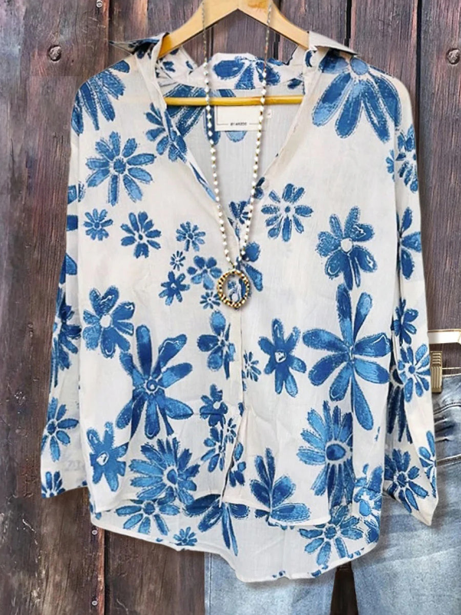 Fresh Floral Print Long Sleeve Shirt