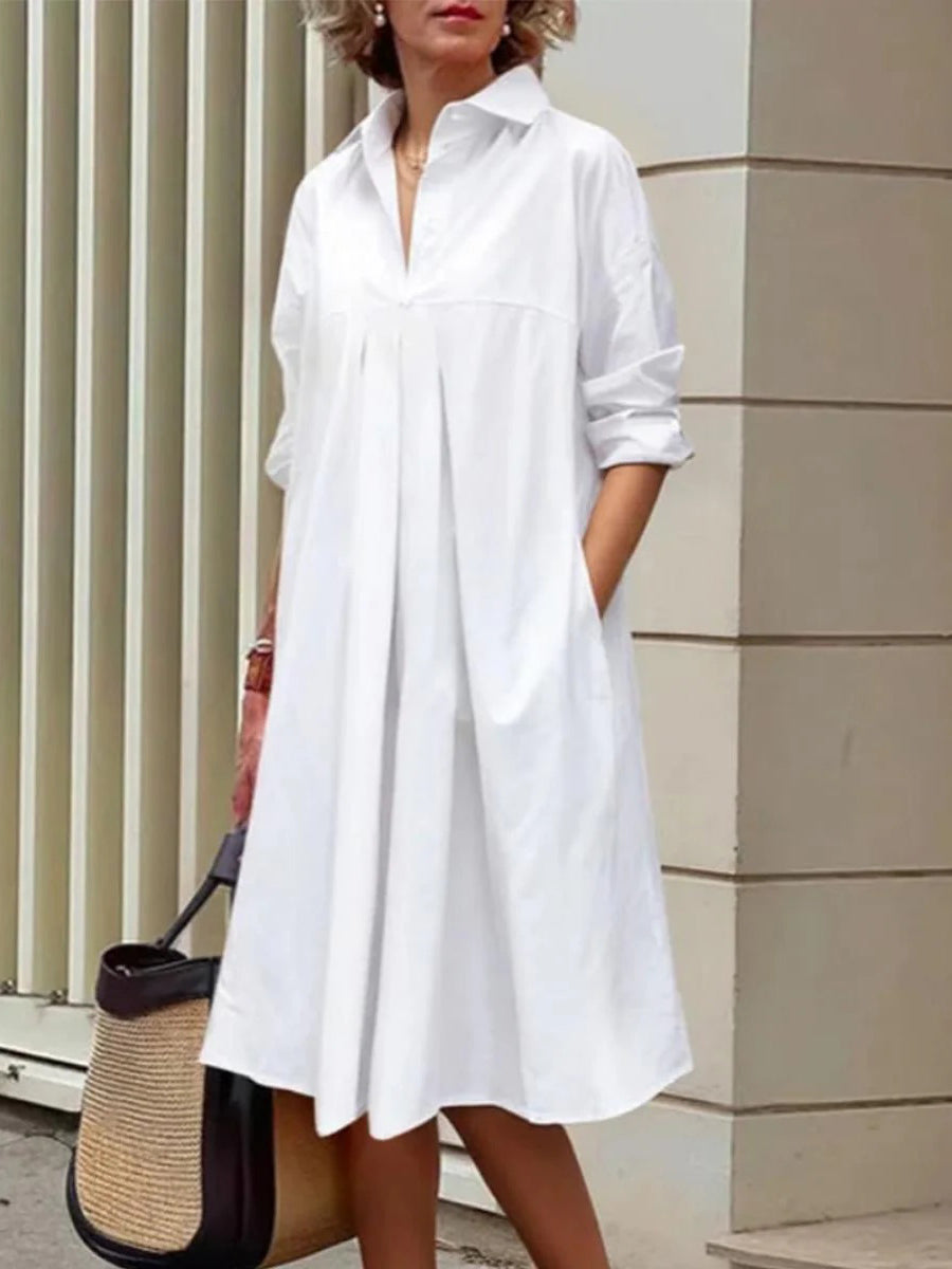 Schlichtes Minikleid mit Reverskragen und langen Ärmeln