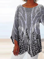 Grey Scoop Neck Long Sleeve Top