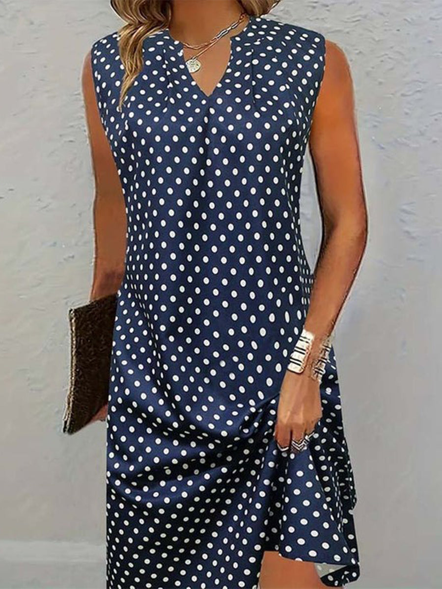 Vintage Navy Blue Polka Dot Dress
