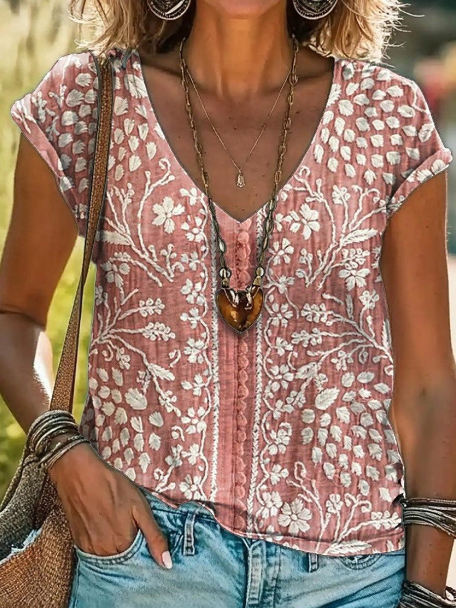 Schickes Kurzarmtop mit V-Ausschnitt