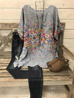 Irregular Print Short Sleeve Blouse