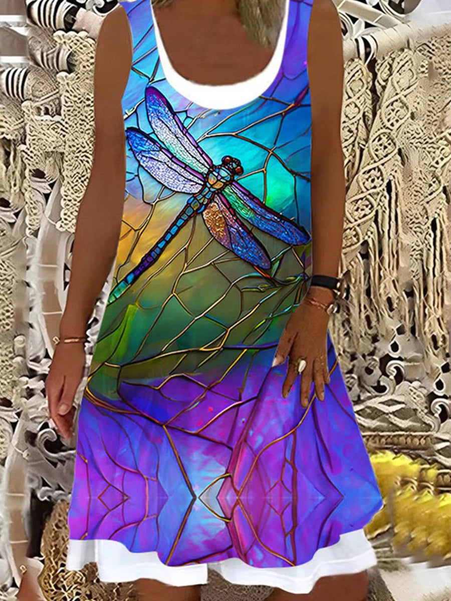 Robe violette à imprimé libellule