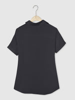 Chemise unie décontractée à col montant et manches courtes