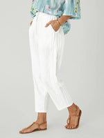 Pantalon blanc uni à poches latérales