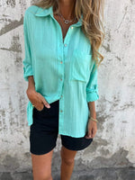 Cotton And Linen Lapel Shirt