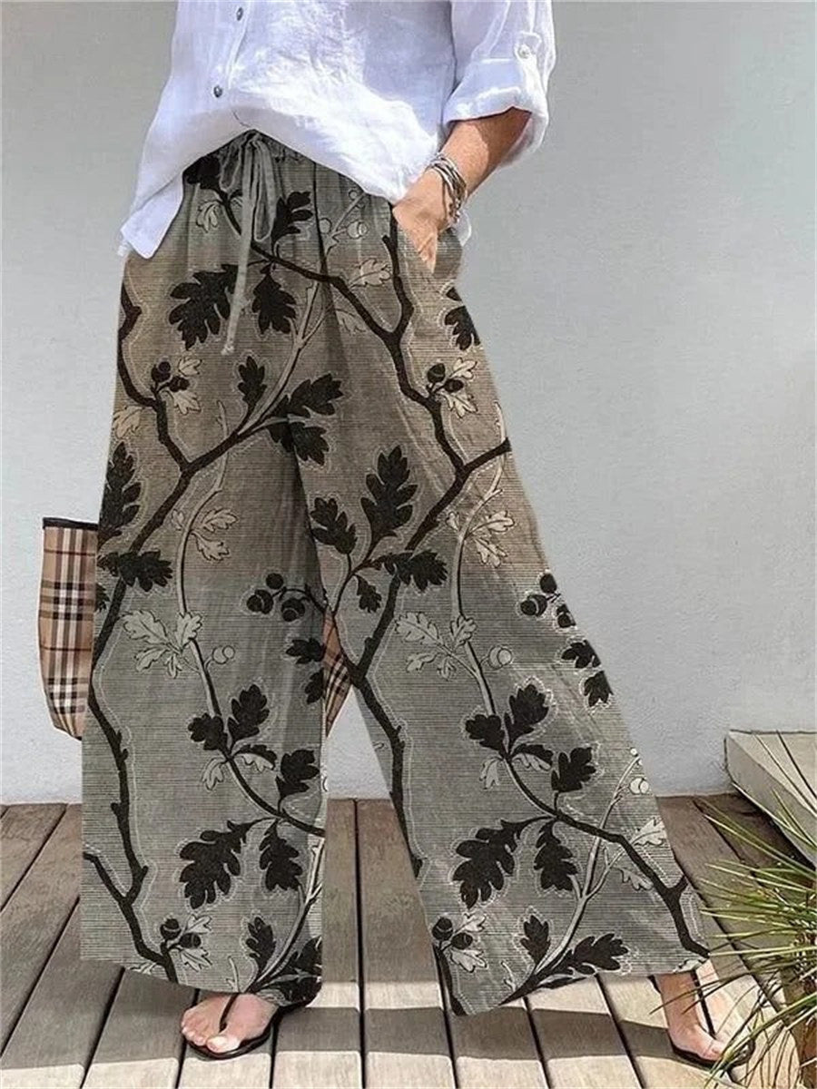 Ethnic Loose Leaf Printed Pants