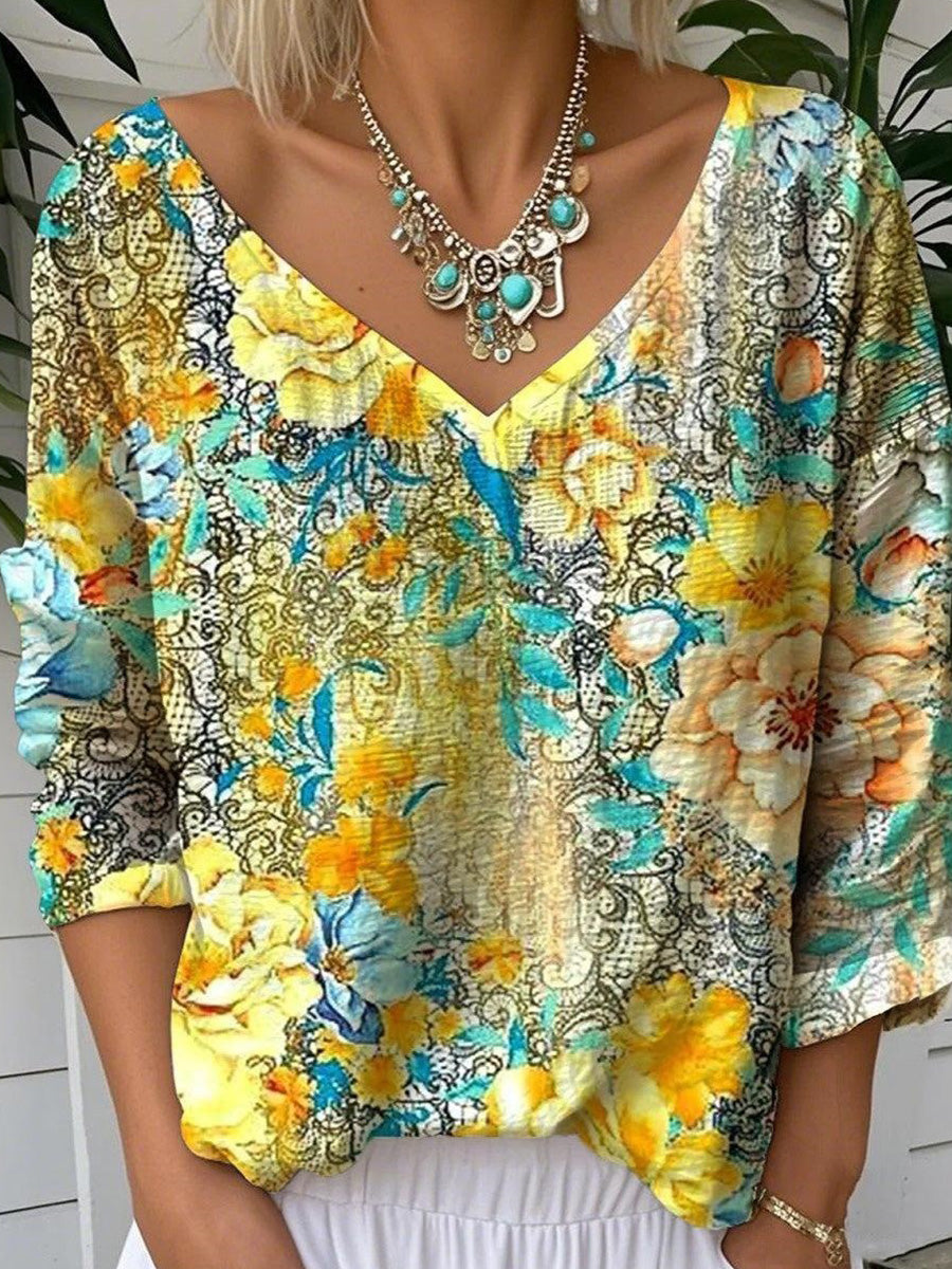 Attractive V-Neck Long Sleeve Top