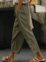 Pantalon décontracté léger pour femme avec taille élastique à cordon et poches