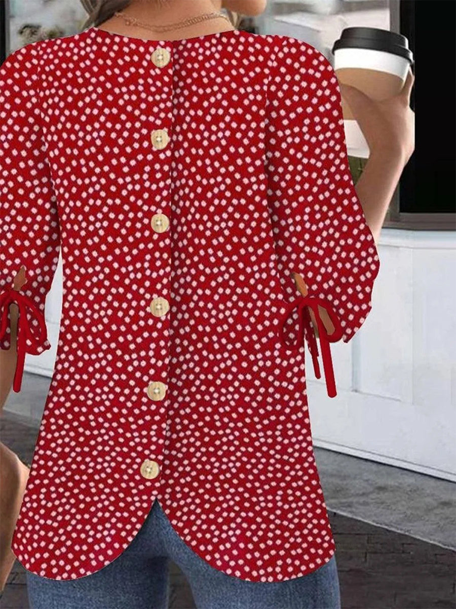 Chemisier rouge ample à col rond et manches courtes