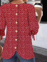 Chemisier rouge ample à col rond et manches courtes