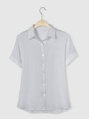 Solid Casual Stand Collar Short Sleeve Shirt