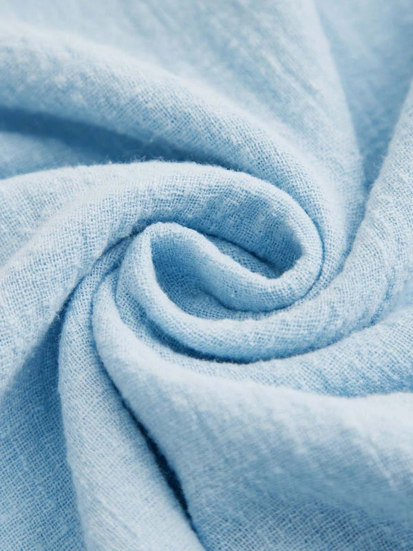 Women’s Blue V-Neck 3/4 Sleeve Button-Trim Asymmetrical Hem Blouse