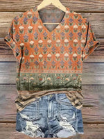 Lässiges Kurzarmtop mit V-Ausschnitt