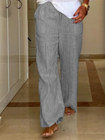 Grey Striped Loose Pants