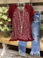 Cuffs Frosted Polka Dot Stitching Blouse