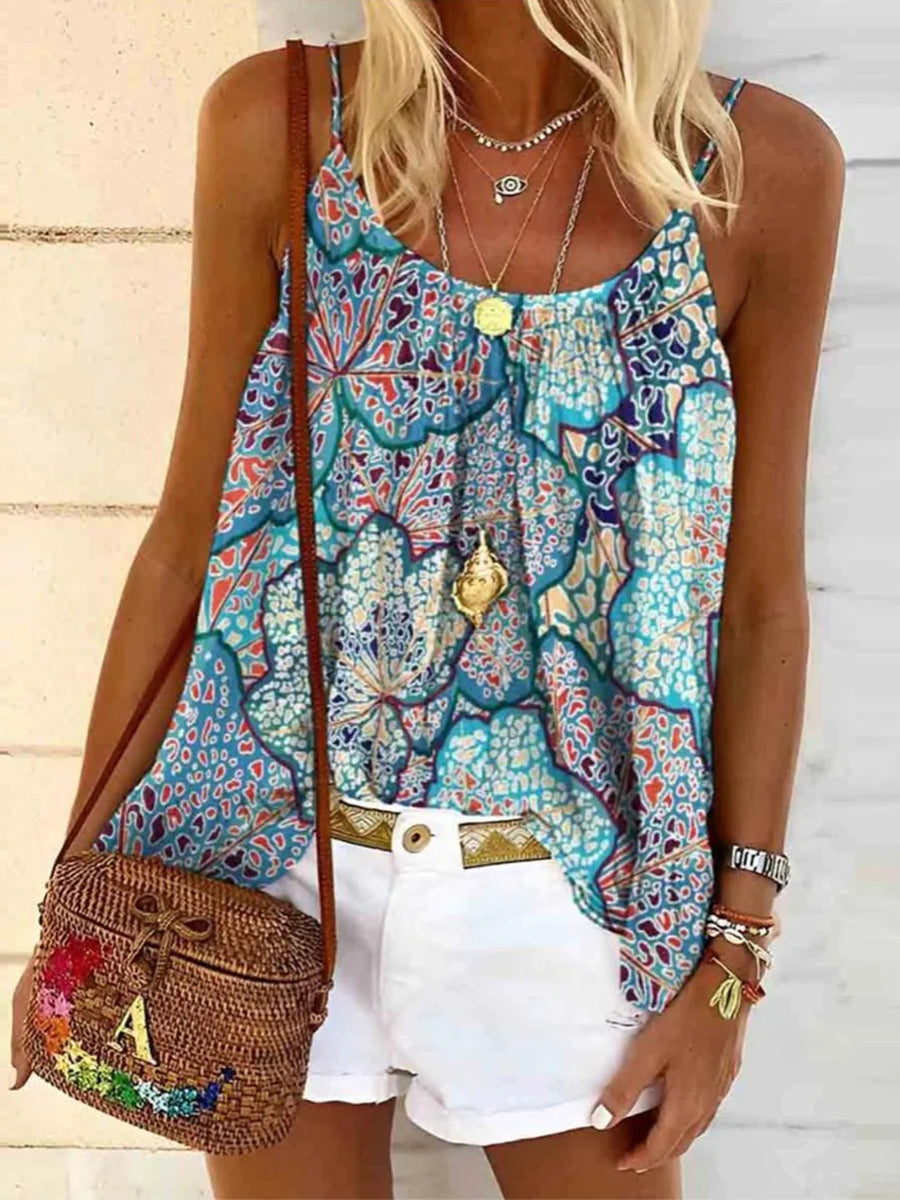 Lässiges blaues ärmelloses Top