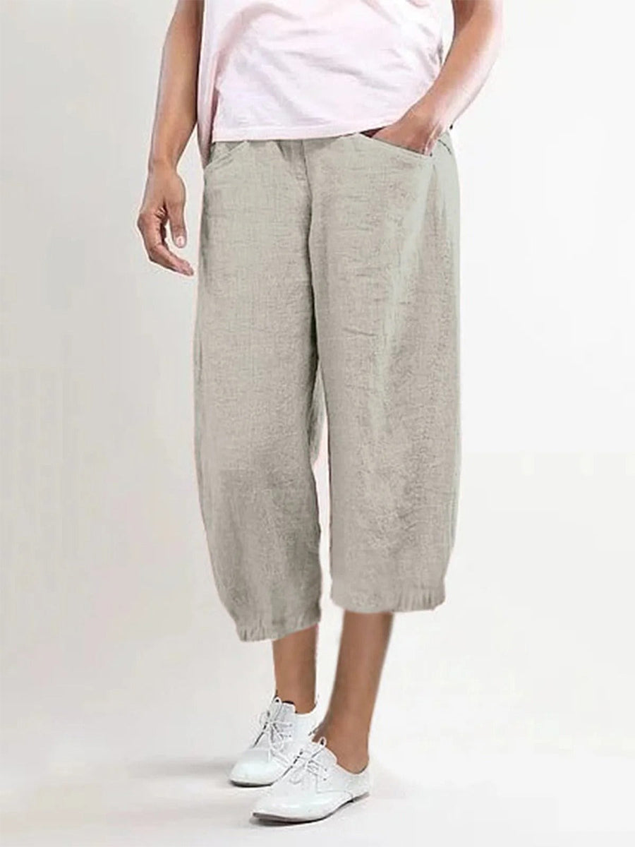 Pantalon Capri décontracté à poches d'été