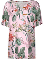 Casual Elegant T-shirt Short Sleeve V-Neck Printed Top