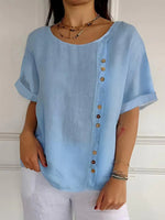 Dreamy Round Neck Short Sleeve Plain Top