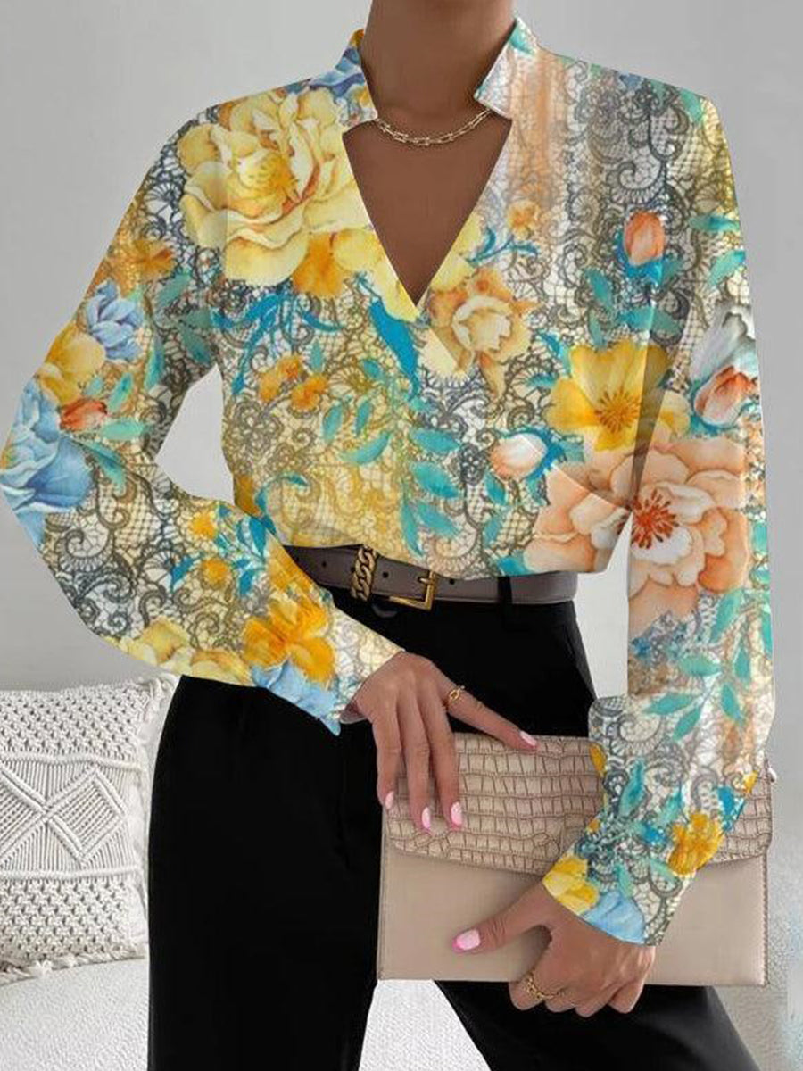 Langarmshirt mit leuchtendem Blumenmuster
