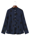 Casual Polka Dot Irregular Long Sleeve Stand Collar Blouse