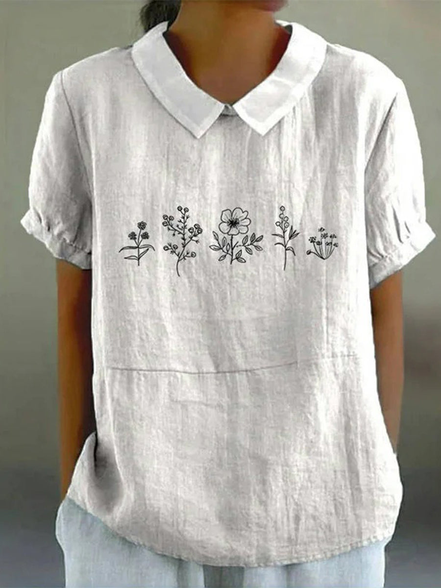 Lässige Kurzarmbluse mit Blumenmuster