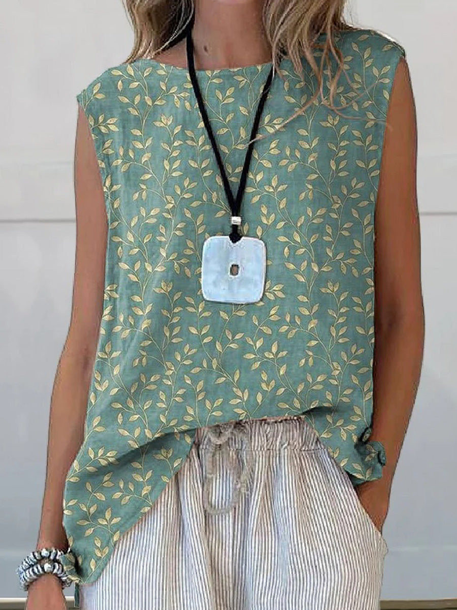 Elegant Floral Art Print Tank Top