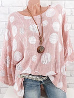 Polka Dot Three Quarter Sleeve Casual Blouse