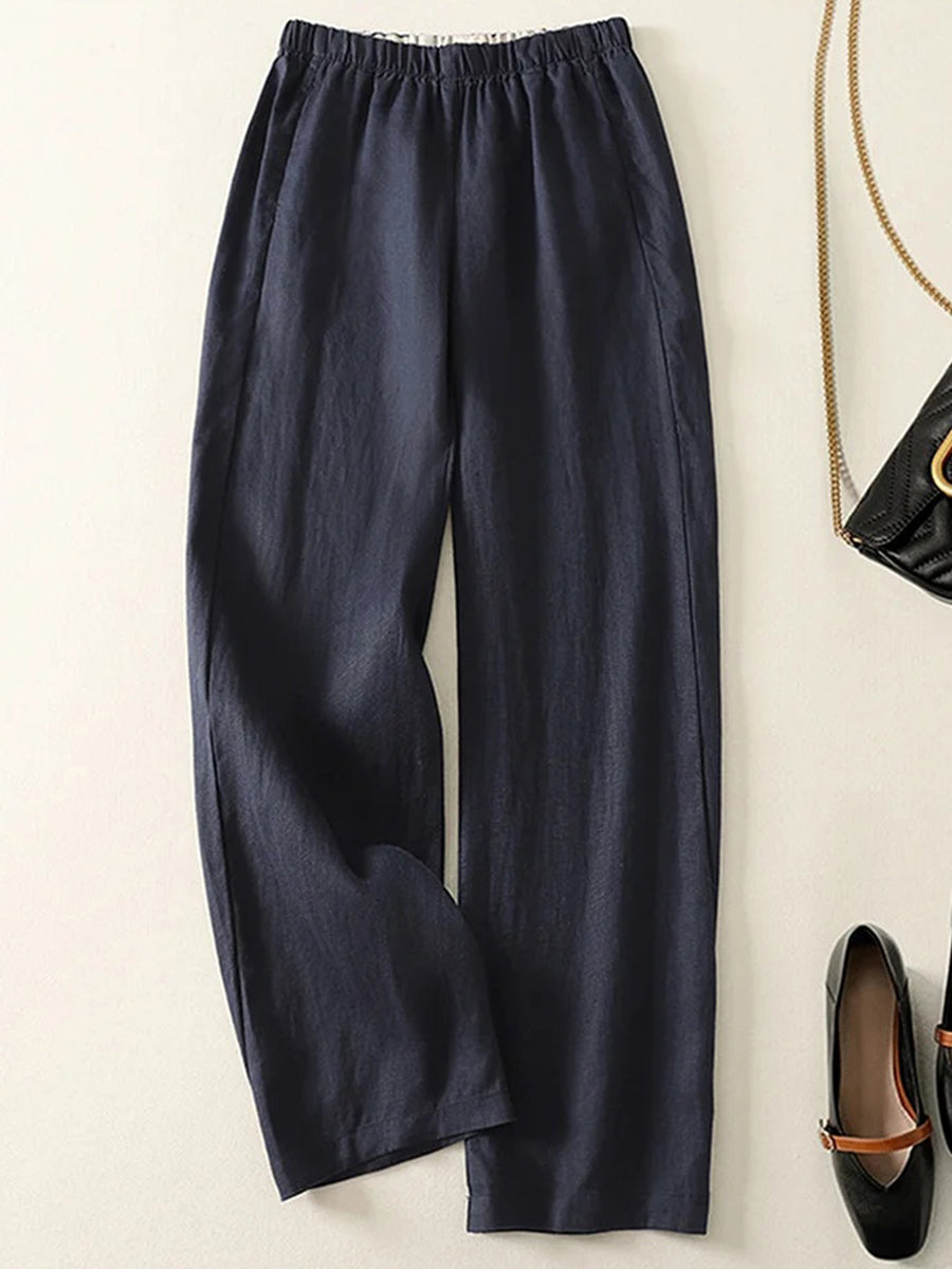 Pantalon décontracté uni pour femme