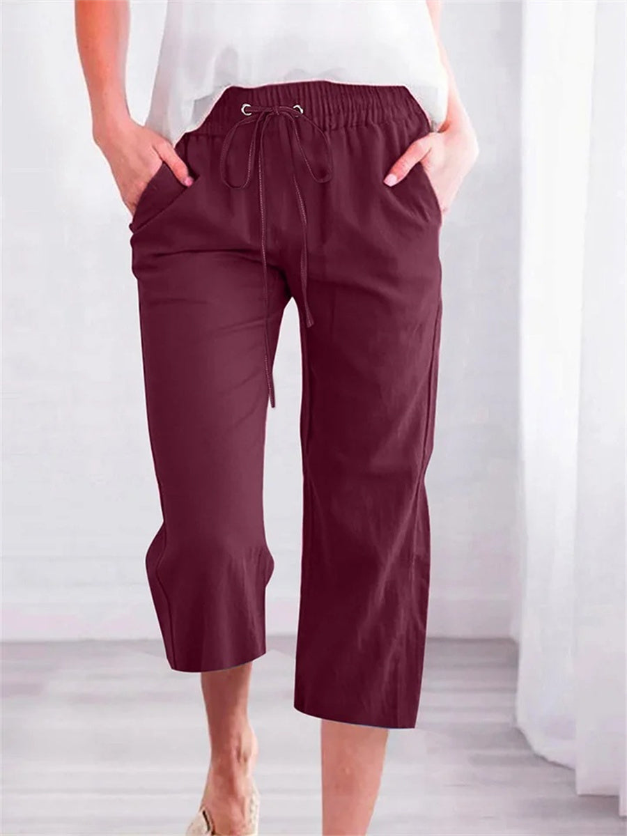 Pantalon décontracté uni pour femme
