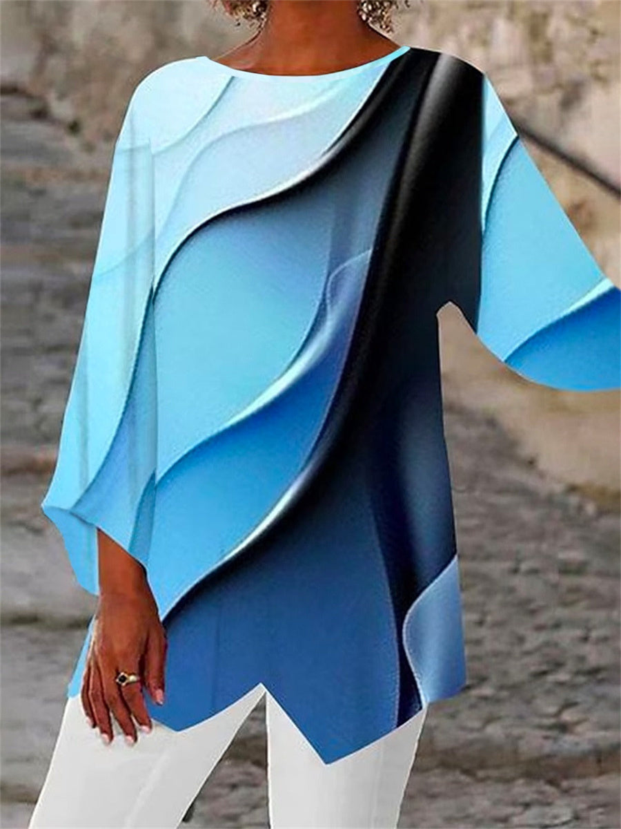 Bluse im lässigen, abstrakten Linienstil