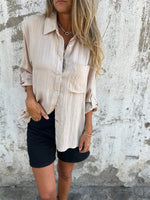 Cotton And Linen Lapel Shirt