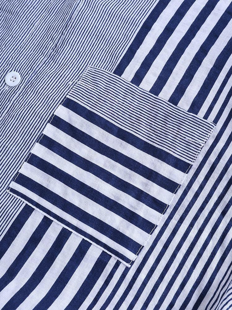 Women’s Casual Striped 3/4 Sleeve Button-Down Blouse