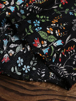 Chemisier vintage à imprimé floral, manches courtes et col rond