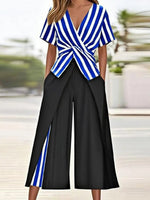 Blaues Kurzarm-Zweiteiler-Set