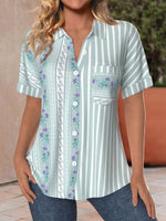 Floral Print Striped Blouse