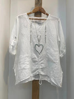 T-shirt blanc uni grande taille à cordon de serrage