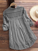 Women’s Casual Striped 3/4 Sleeve Button-Down Blouse