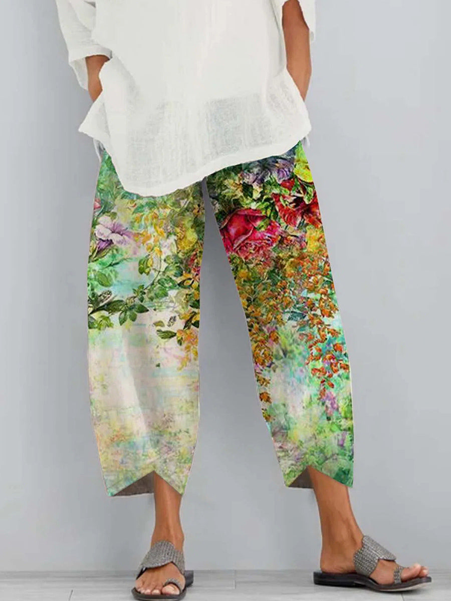 Floral Print Tie-dye Casual Loose Pants