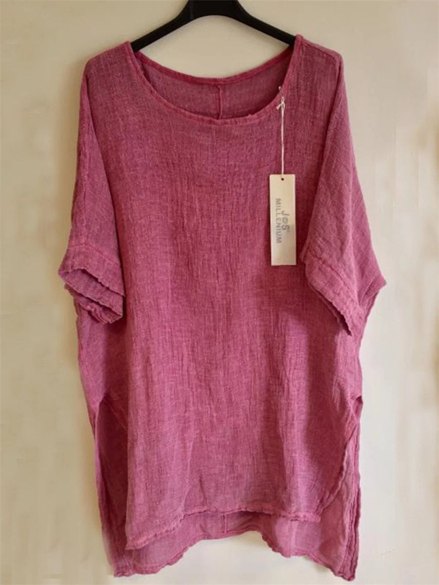 Lässige rote Kurzarmhemden mit Rundhalsausschnitt