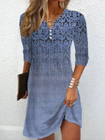 Loose Ethnic Printed V Neck Dress