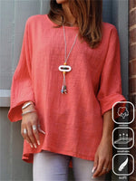 Lässige, schlichte Bluse mit Rundhalsausschnitt und 3/4-Ärmeln