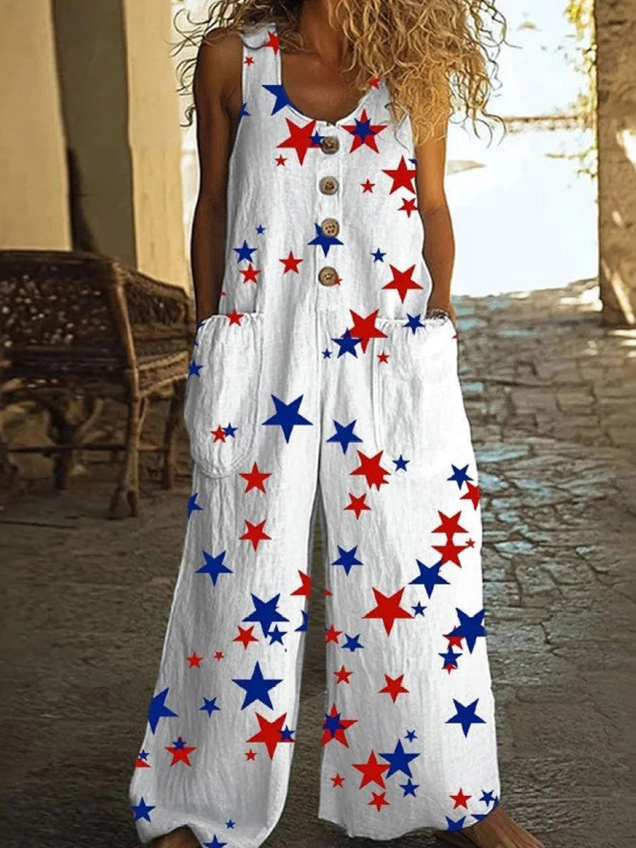 Lässiger ärmelloser Jumpsuit mit Rundhalsausschnitt