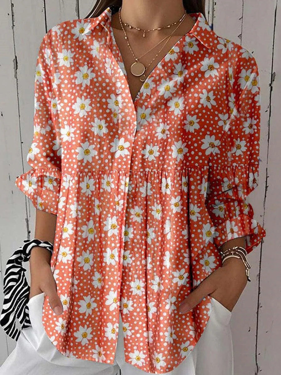 Haut à manches longues à imprimé floral romantique