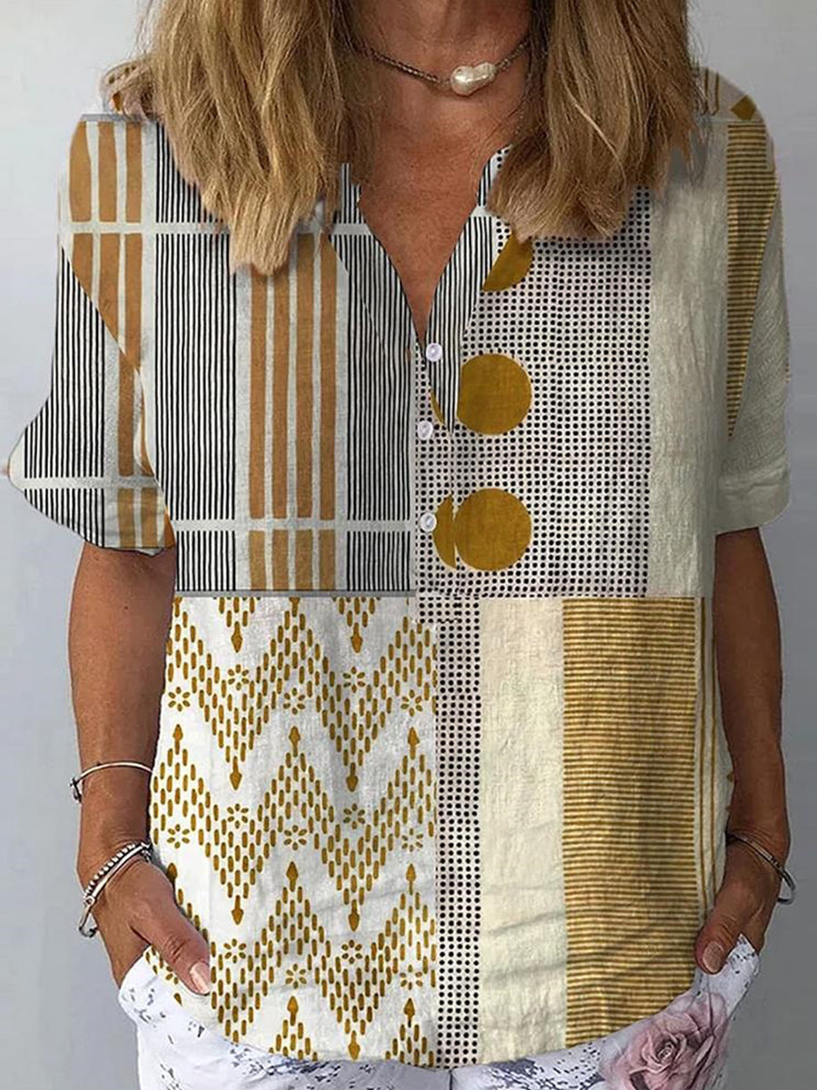 Elegant Collared Short Sleeve Top