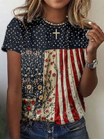 Haut élégant à col rond et manches courtes